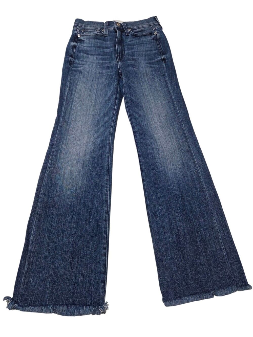 AYR Blue Medium Wash The Pop Straight Leg Ankle Length Jeans Size 24S Raw Hem F3